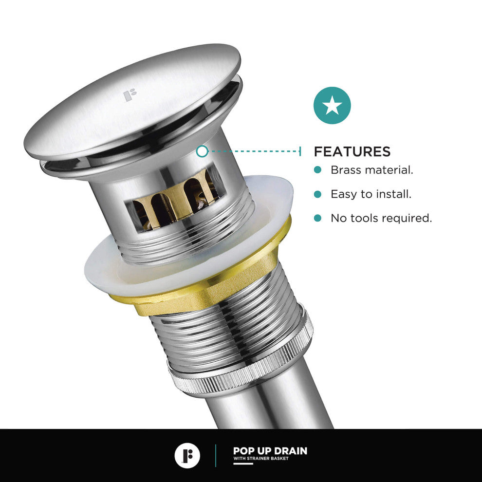 Pop Up Drain With Strainer Basket, Satin Nickel