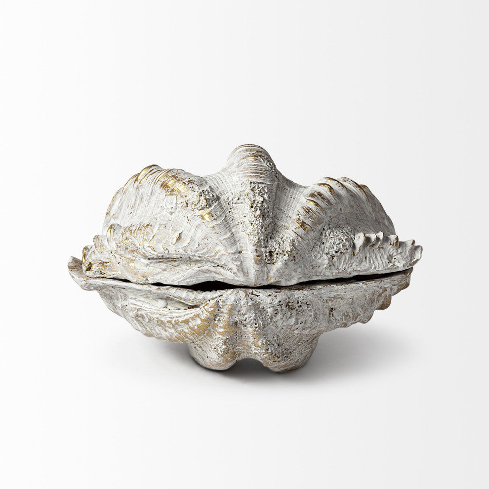 Petite 3D Whitewash Seashell Sculptural Box