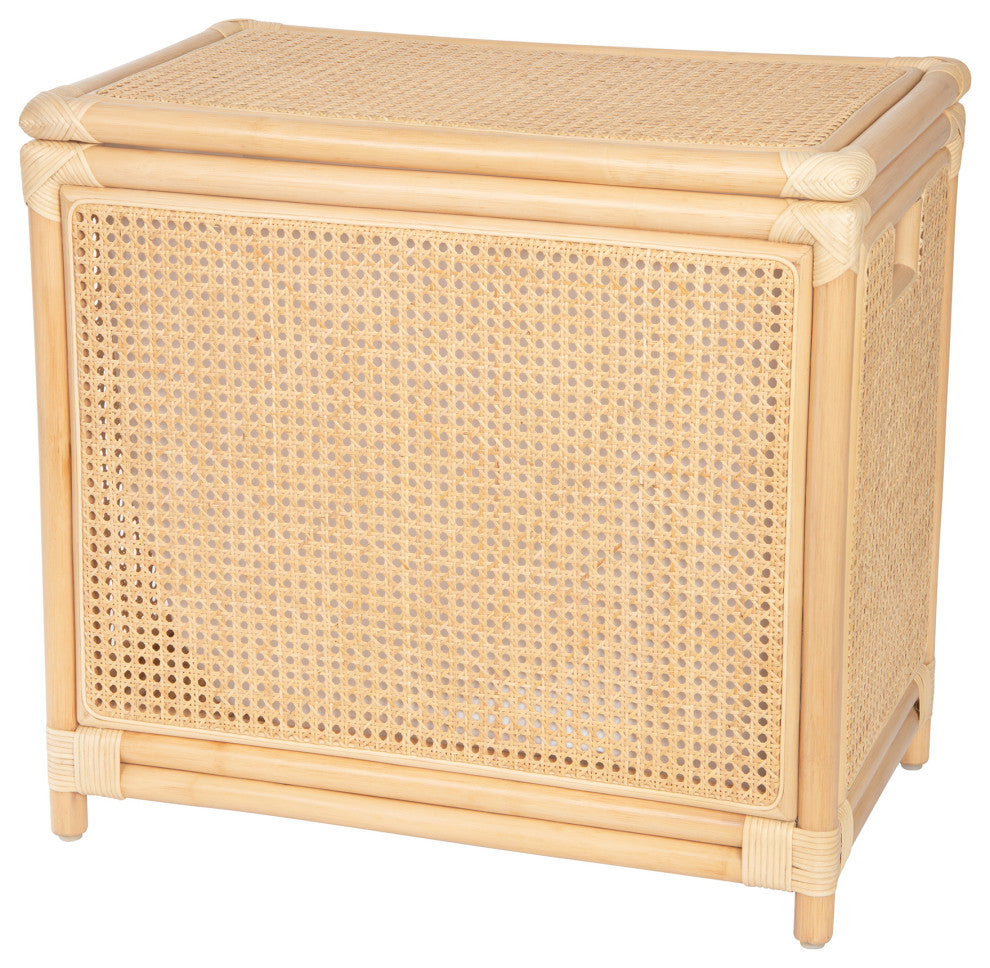 Rattan Cane Clothes Hamper Laundry Basket, Removable Liner, Lid, 2-3 Loads