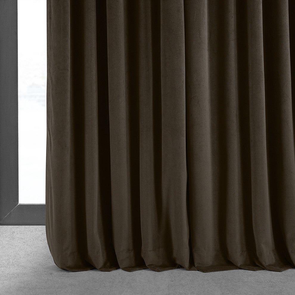 Signature Java Doublewide Blackout Velvet Curtain Single Panel, 100"x120"