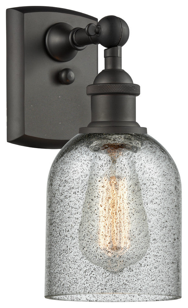 1-Light Dimmable LED Caledonia 5" Sconce, Oil Rubbed Bronze, Shade: Charcoal