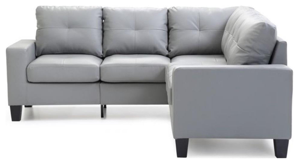 Glory Furniture Newbury Faux Leather Sectional in Gray