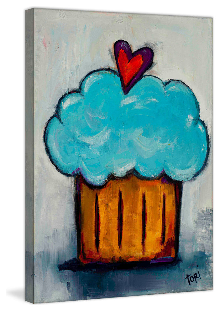 "Blue Cupcake" Painting Print on Canvas by Tori Campisi