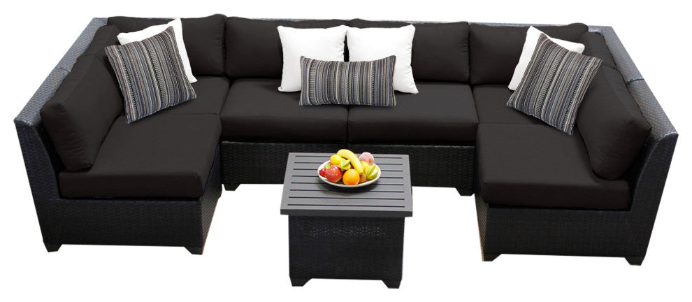 Barbados 7 Piece Outdoor Wicker Patio Furniture Set 07c Black