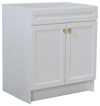 SmartFold 30" Single Sink Vanity Cabinet, White Finish, Gold Hardware