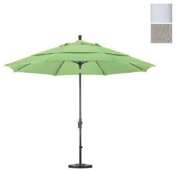 11'' Matted White Collar Tilt Crank Aluminum Umbrella, Woven Granite Olefin