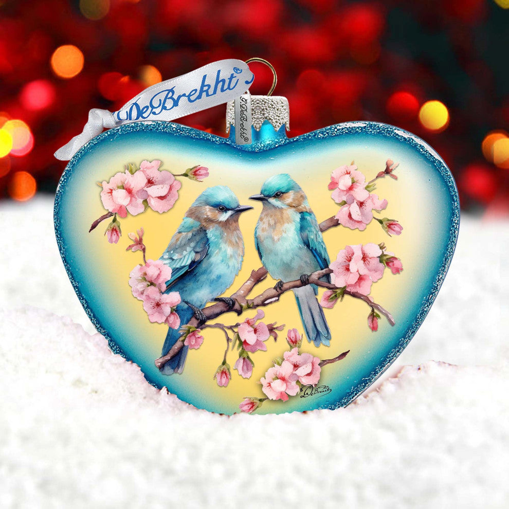 Blooming Love Heart Glass Ornament Christmas Decor
