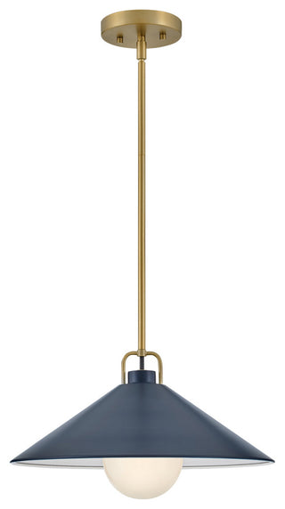 Lark Milo 16" Pendant Light, Lacquered Brass + Matte Navy shade