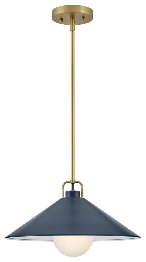 Lark Milo 16" Pendant Light, Lacquered Brass + Matte Navy shade