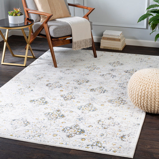 Surya Porto POO-2316 7'10"x10'2" Rug, White/Gray/Blue/Mustard/Taupe/Burnt Orange