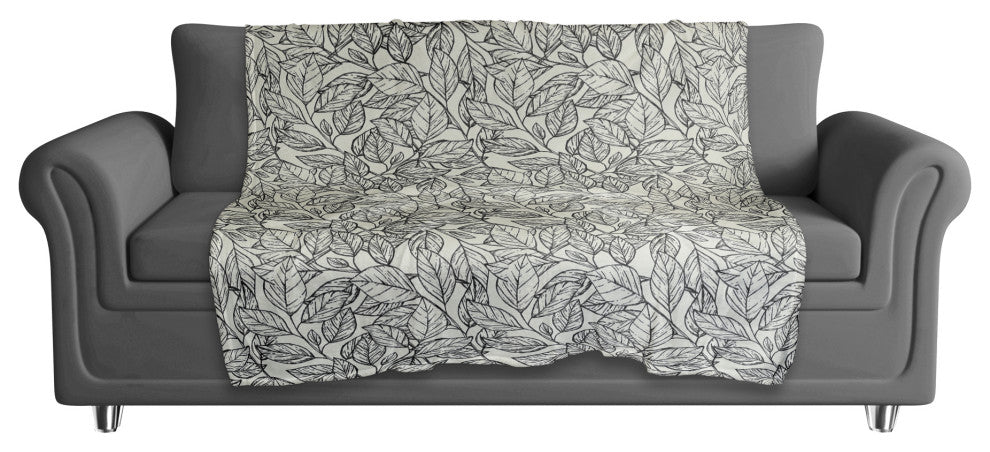 Sketched Leaf Pattern 50x60 Coral Fleece Blanket