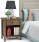 Acadian Solid Wood Bedside Table, Natural Aged Brown