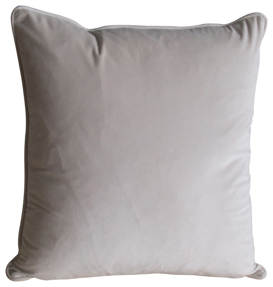 Sonora Plush Velvet 20x20 Square Throw Pillow, Light Grey