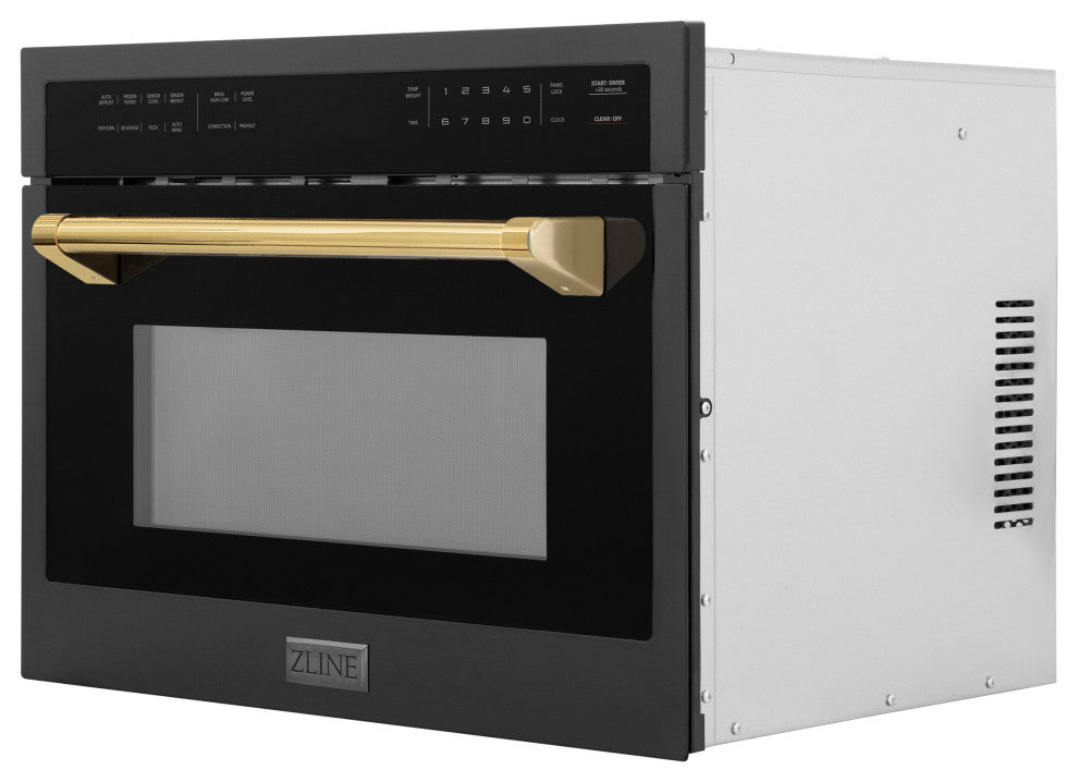 ZLINE 24" Microwave Oven, Black Stainless With Gold MWOZ-24-BS-G
