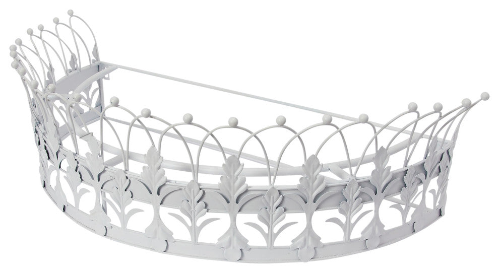 Decorative Metal Curtain or Canopy Crown, White Finish