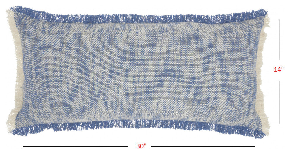 Blue and White Woven Heathered Lumbar Throw Pillow