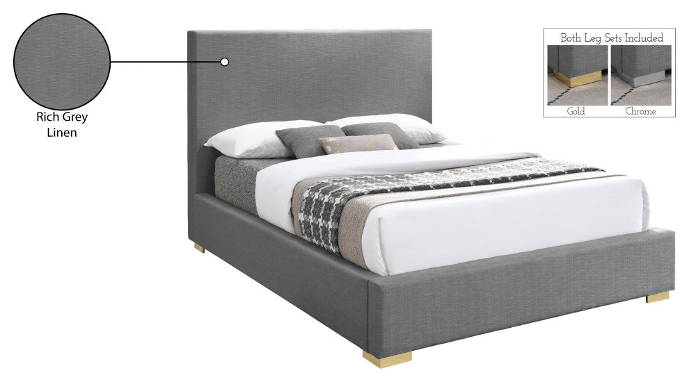 Crosby Linen Upholstered Bed, Gray, Full