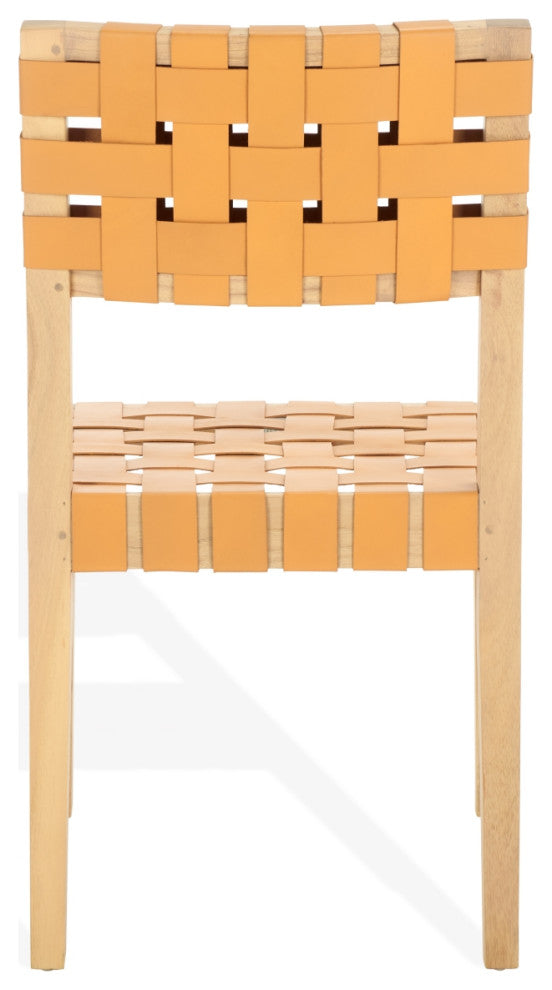 Safavieh Couture Bette Woven Leather Dining Chair, Tan/Natural