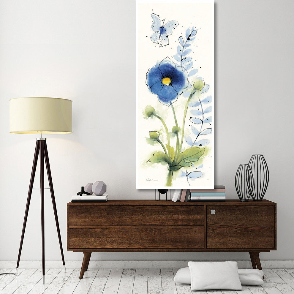 "Independent Blooms Blue V" Digital Paper Print by Shirley Novak, 32"x77"