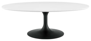 Lippa 48" Oval-Shaped Wood Top Coffee Table Black White