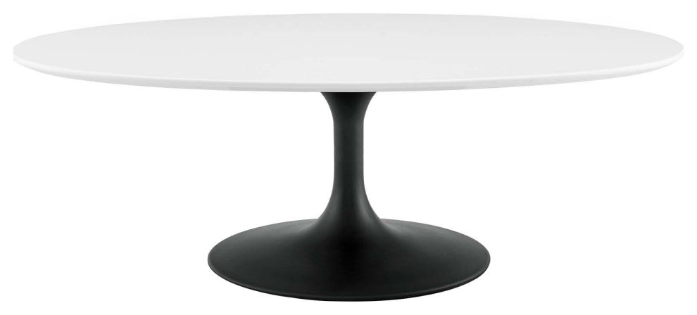 Lippa 48" Oval-Shaped Wood Top Coffee Table Black White