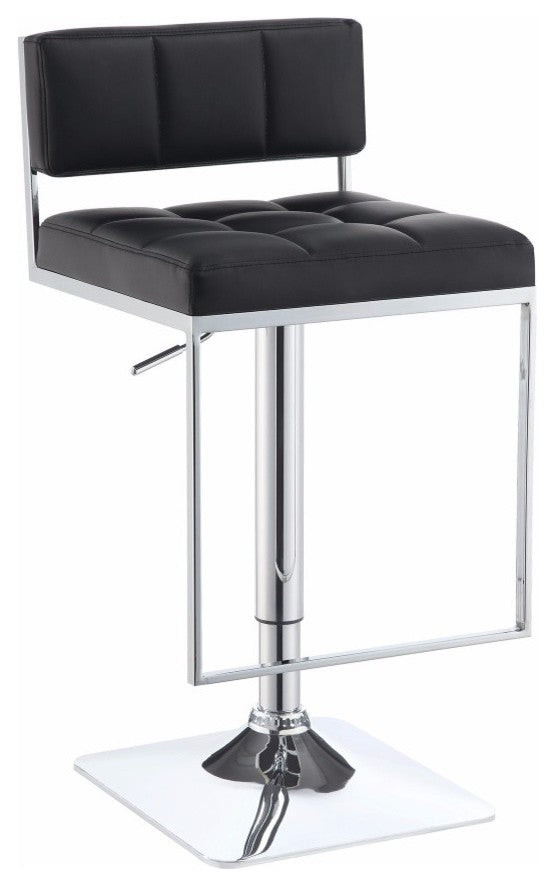 Adjustable Contemporary Metal Bar Stool, Black & Silver
