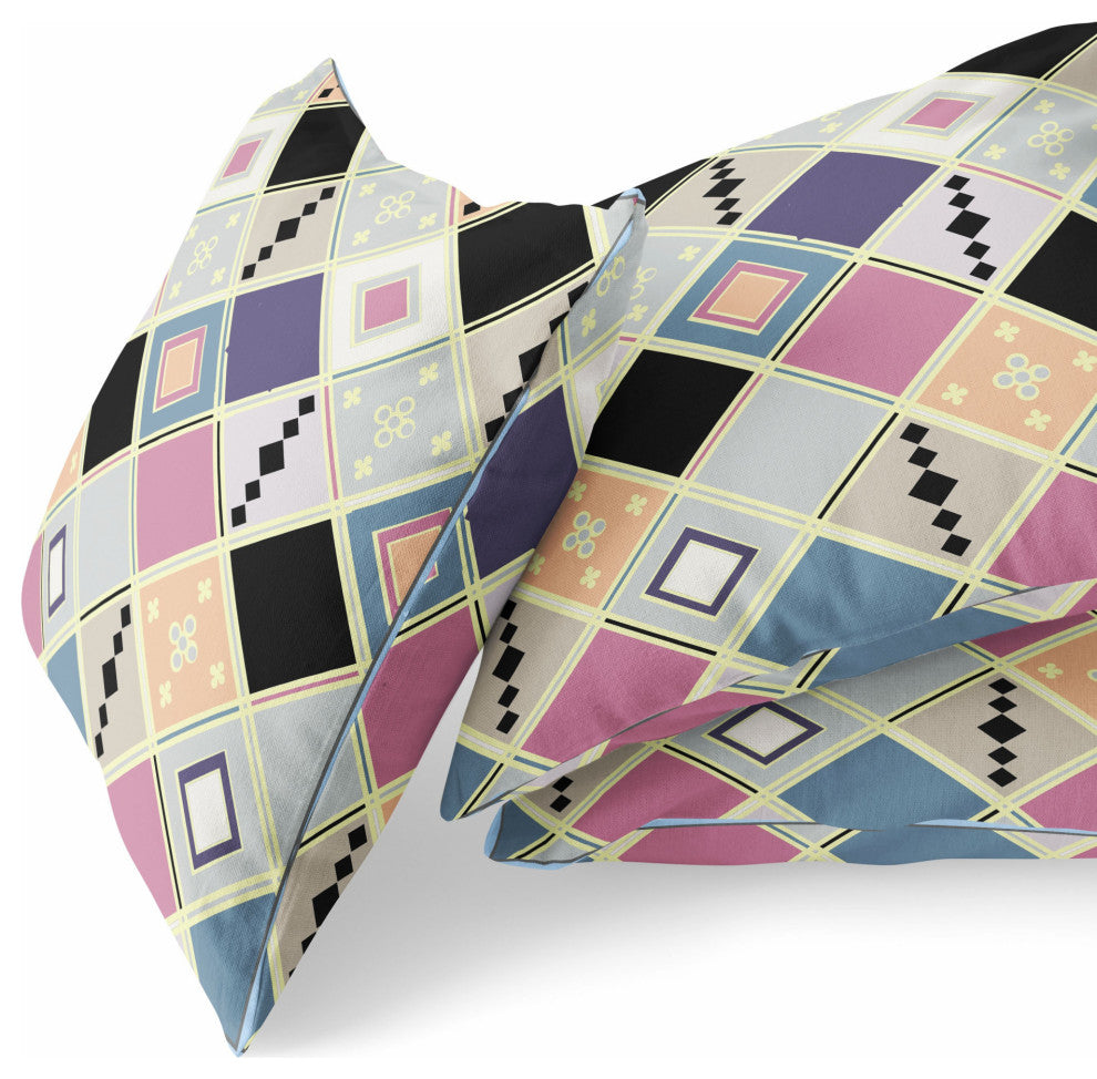 26" Pink Gold Tile Indoor Outdoor Zippered Throw Pillow