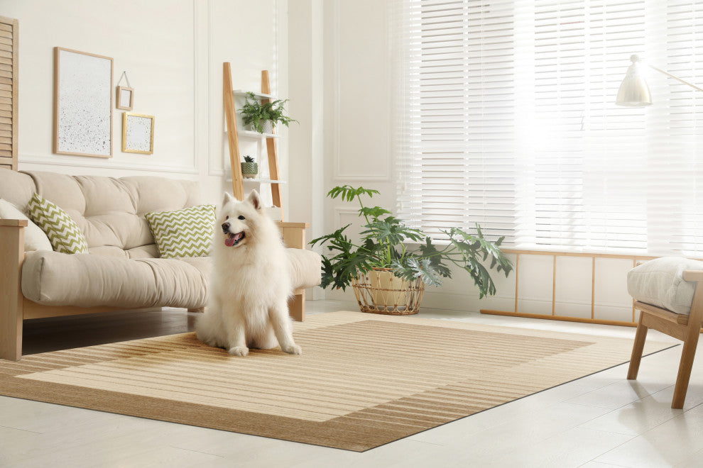 Ivory/Brown Urban Handmade Wool and Viscose Rug, 10' X 14'