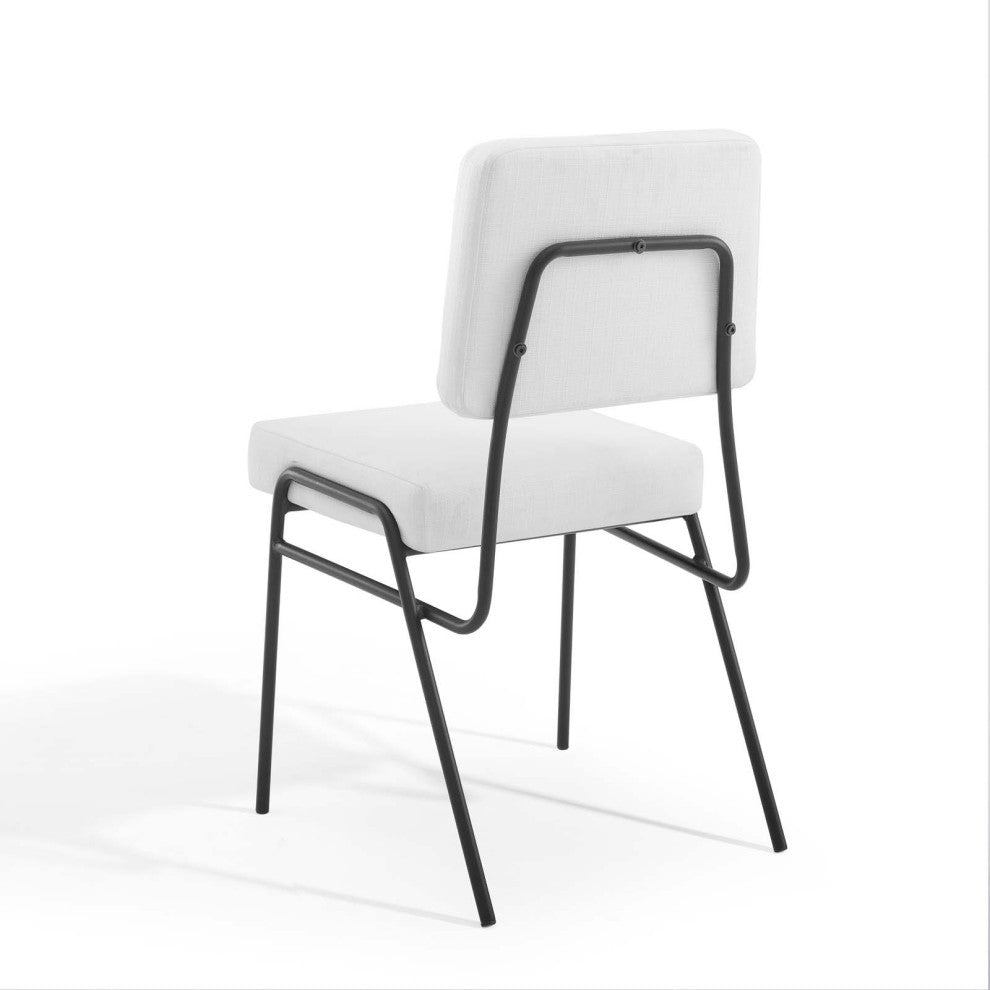 Side Dining Chair, Set of 2, Fabric, Black White, Modern, Cafe Bistro Restaurant