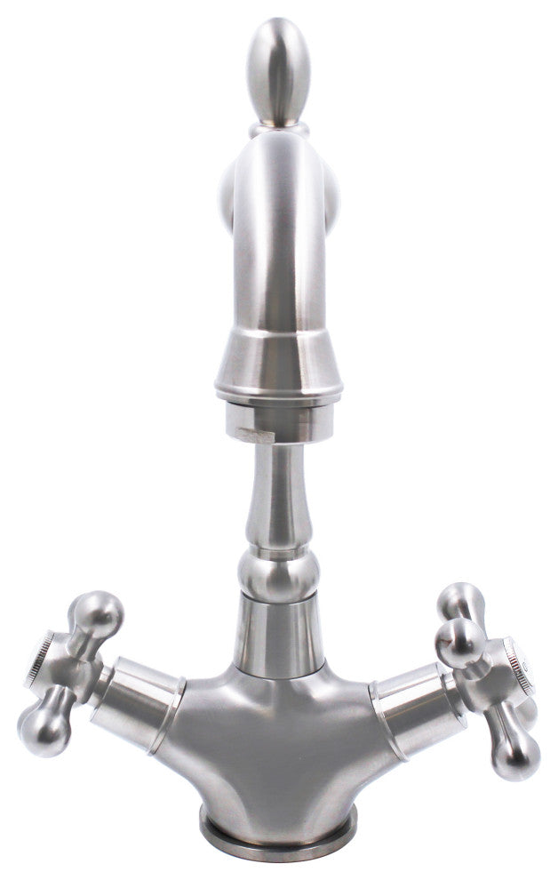 Novatto Kay Dubul Double Handle Traditional Swivel Bar Faucet, NBPF-146, Brushed Nickel