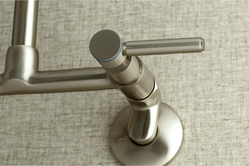 Kingston 8" Adjustable Center Wall Mount Kitchen Faucet, Brushed Nickel