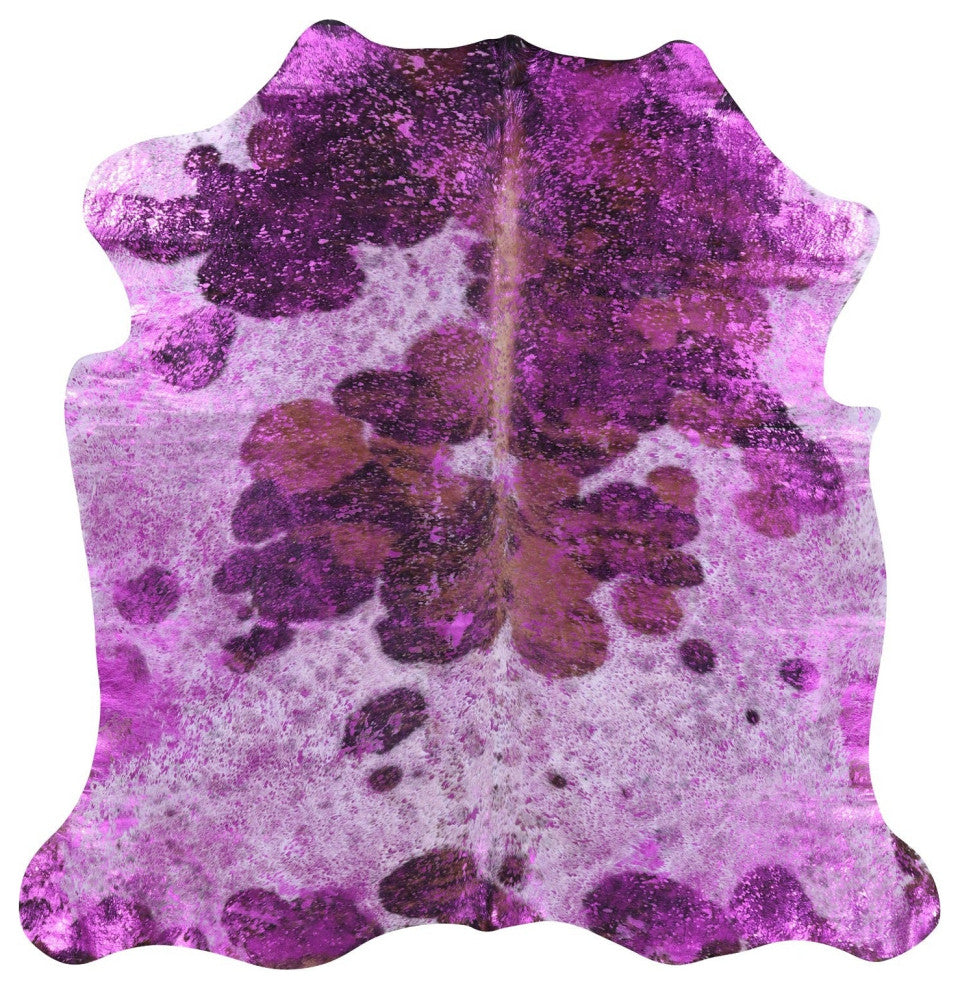 Pink Metallic Cowhide Rug 6' 2" X 6' 1" C2145