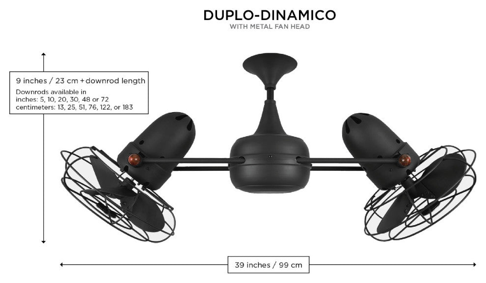 Duplo Dinamico Rotational Ceiling Fan, Black Nickel