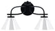 Cavella 2 Light Bath Bar In Matte Black Finish, 7" Chrome Cone Metal Shades