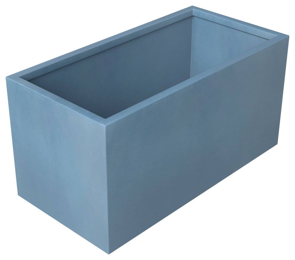 Bloom Rectangular Planter, Fiberstone and MGO Clay, Aged Concrete, 12 Inch