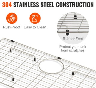 VEVOR Sink Protector Grid For Kitchen 27.5"x13.5" Stainless Steel Drain Rack