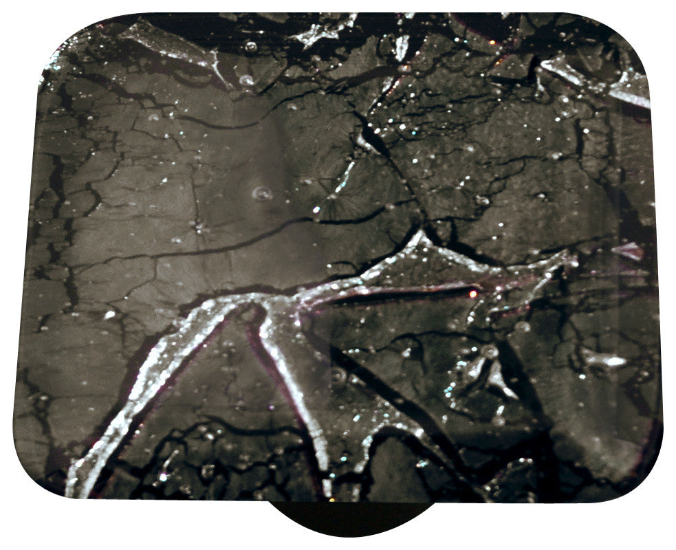 Art Glass Fractured Knob, Black Post, Fractures Slate