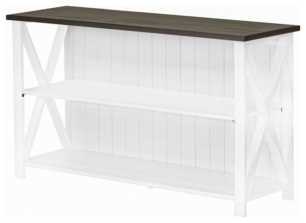 Lucas 52" Solid Wood Farmhouse Storage Console - White/Grey