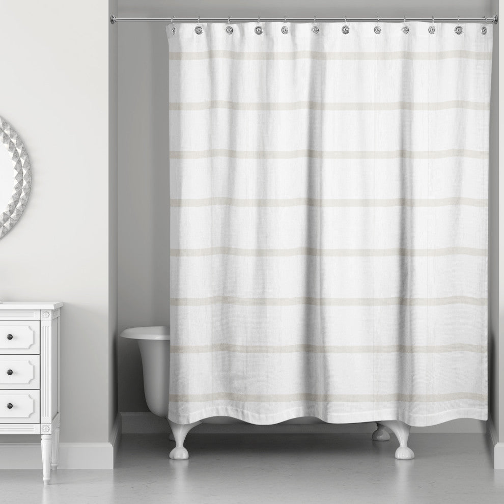 Beige Stripes on Wood 71x74 Shower Curtain