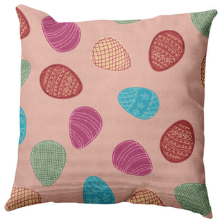 Egg Hunt Easter Indoor/Outdoor Throw Pillow, Sunwashed Red, 20x20"