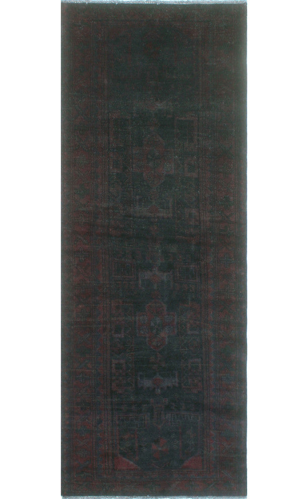 Winchester Kilim Eldric Charcoal/Purple Runner, 3'5x9'5