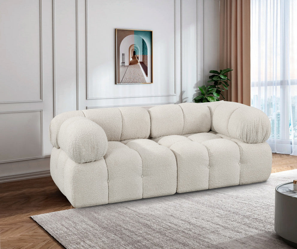 Ames Boucle Fabric Modular Sofa, Cream, 2-Piece: 2 Corner Chair