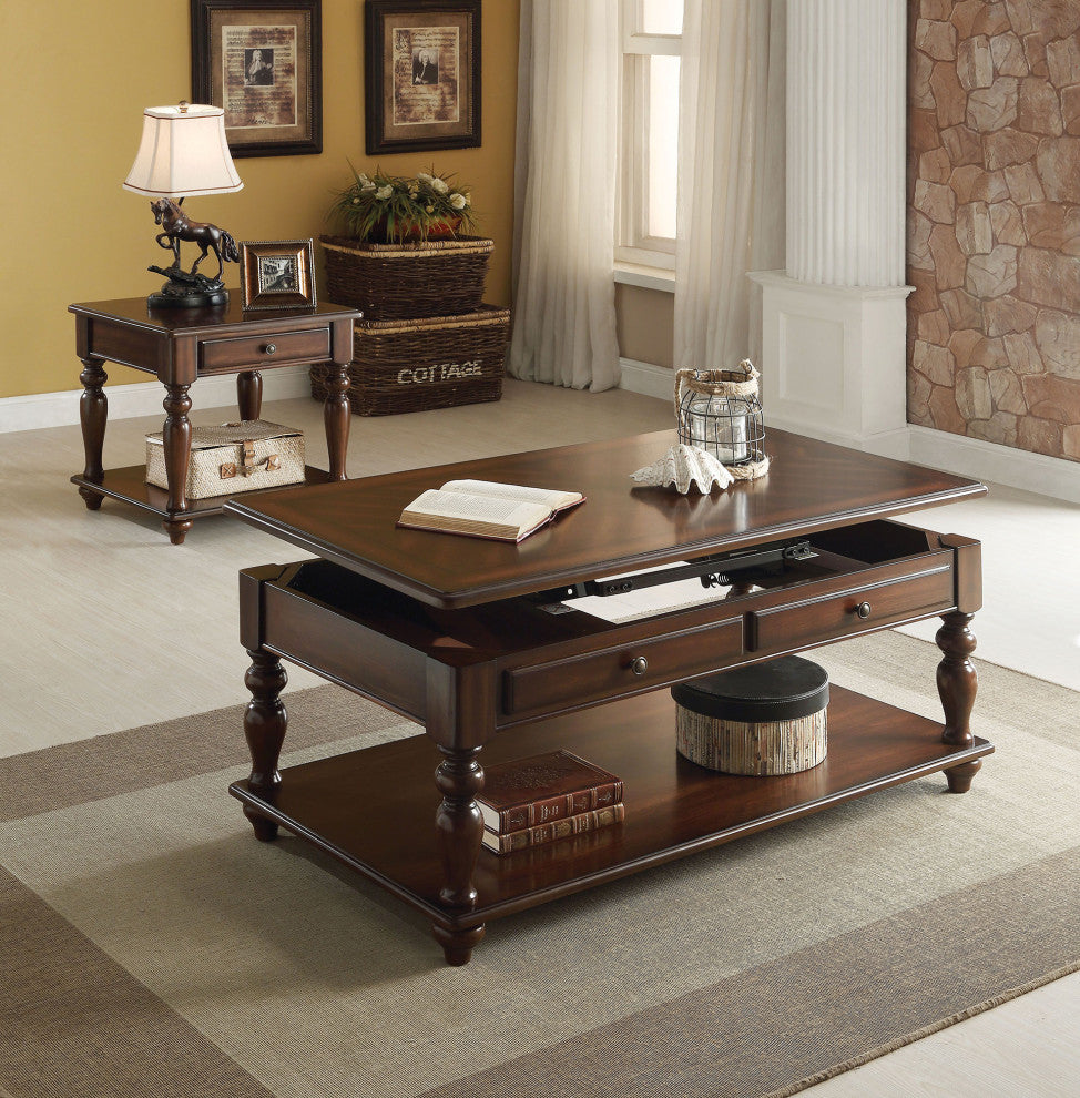 Wooden Coffee Table with Lift Top, Walnut