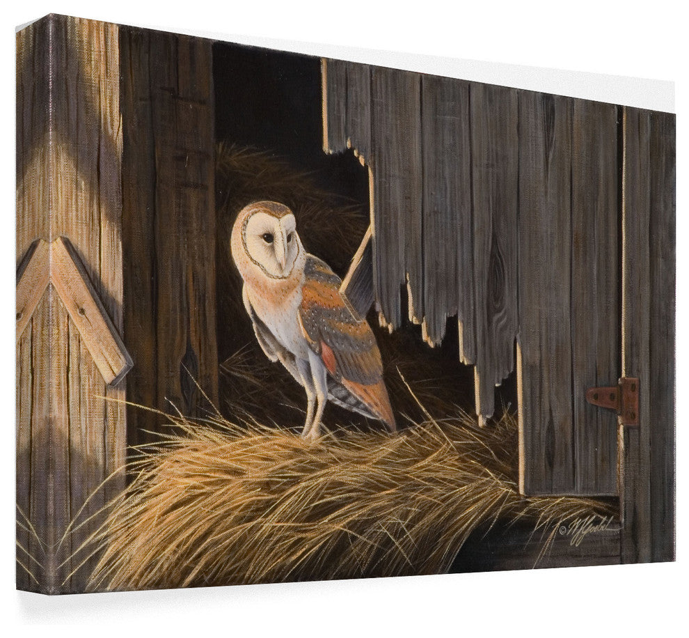Wilhelm Goebel 'Ready For The Hunt Barn Owl' Canvas Art, 32"x22"
