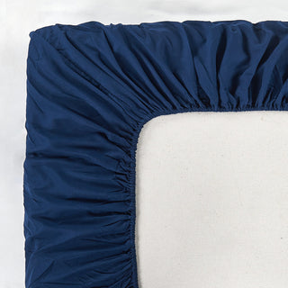 Serenta Lei Embroidered 4 Piece Bed Sheet Set, Navy Blue, King