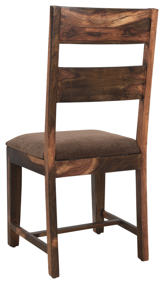 Stafford Solid Wood Dining Chairs, Set of 2, Dark Brown, Upholstered