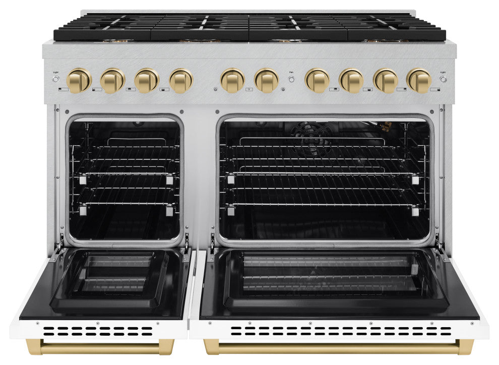 ZLINE 48" Gas Range, DuraSnow With White Matte SGRSZ-WM-48-CB