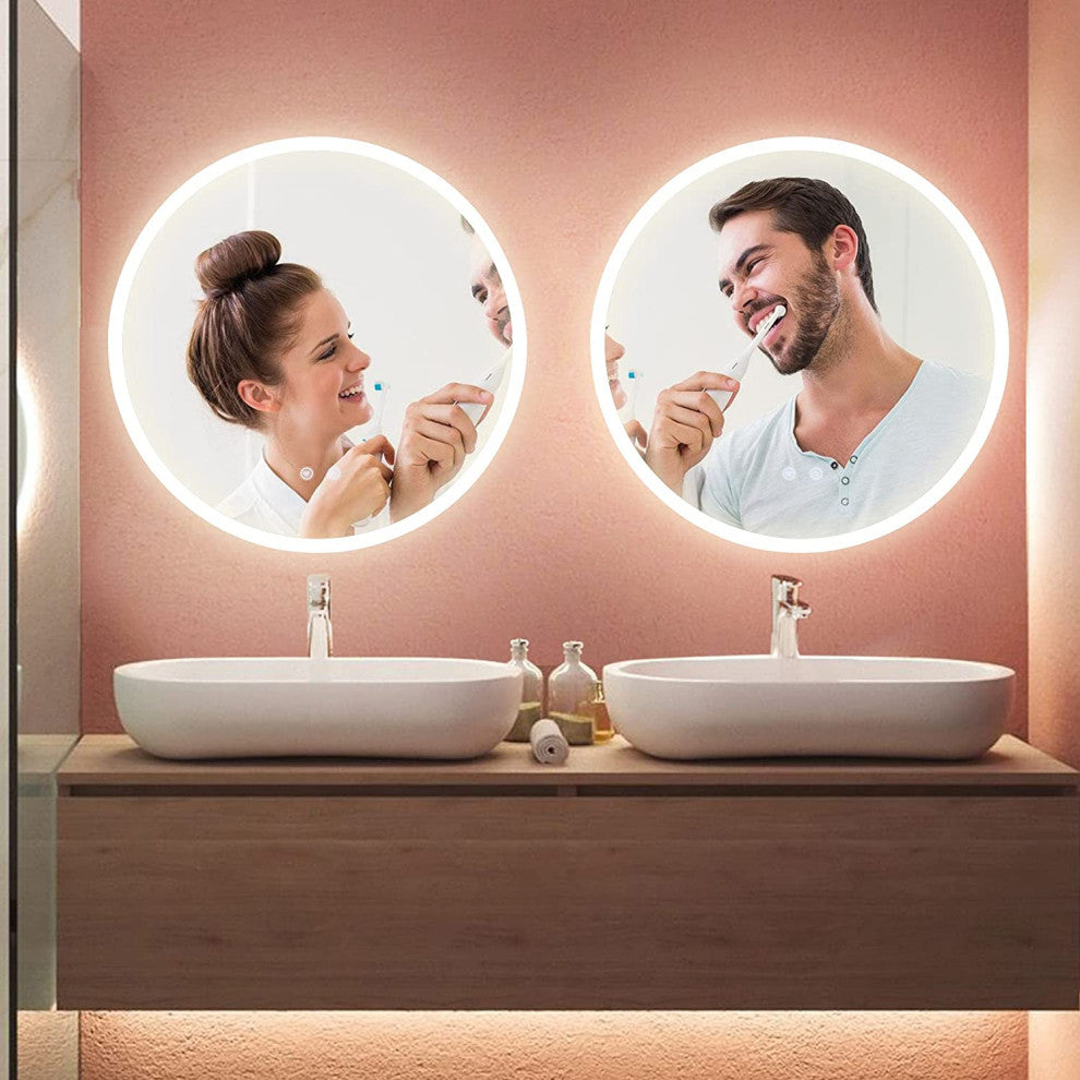 Bathroom LED Make Up Mirror Smart Touch Control 3 Color Dimming Light Waterproof