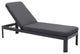 Portals Outdoor Chaise Lounge Chair in Black Finish and Grey Cushions