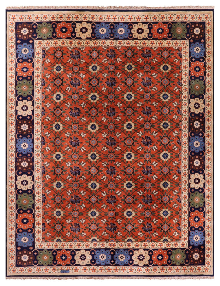 Signed Persian Varamin Hand-Knotted Wool Rug 10' 10" X 13' 10" Q10555